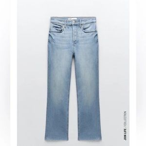Zara ZW The Dreed Flare Leg High Waist Slim Fit Cropped Denim Jeans